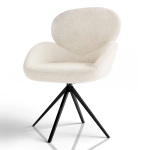 KRZESŁO TAPICEROWANE 360° DO SALONU JADALNI JASNOBEŻOWE ECRU KREMOWE BOUCLE