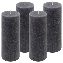 ŚWIECE STOŁOWE ANTRACYTOWE RUSTYKALNE 4 SZT 7,5x20 CM ŚWIECZKI KOLUMNOWE