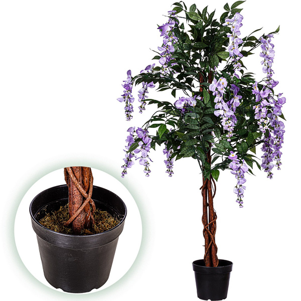 SZTUCZNE DRZEWO GLICYNIA FIOLETOWA 120 CM KWIAT