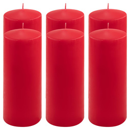 ŚWIECE STOŁOWE CZERWONE 6 SZT 25x10 CM ŚWIECZKI WALCOWE TRADYCYJNE KOLUMNOWE