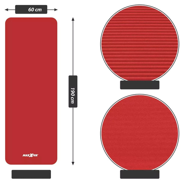 MAXXIVA CZERWONA MATA PIANKOWA 190x60x1,5cm DO ĆWICZEŃ / JOGI / FITNESS