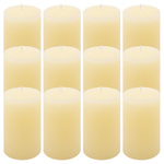 ŚWIECE STOŁOWE KREMOWE RUSTYKALNE 12 SZT 6,8x11,5 CM ŚWIECZKI KOLUMNOWE