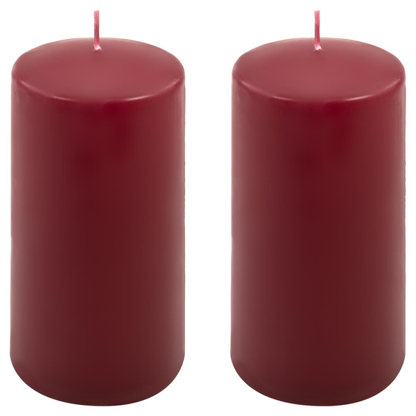 ŚWIECE STOŁOWE BORDOWE 2 SZT 15,5x7,5 CM ŚWIECZKI TRADYCYJNE KOLUMNOWE