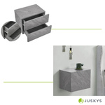 WISZĄCA SZAFKA NOCNA 2 SZUFLADY 40x29x30 CM SZARY DEKOR BETONU INDUSTRIALNA