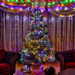 WIELOKOLOROWE LAMPKI CHOINKOWE 100 LED NA BATERIE + PILOT