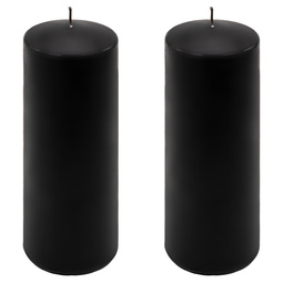 ŚWIECE STOŁOWE CZARNE 2 SZT 20x7,5CM ŚWIECZKI WALCOWE TRADYCYJNE KOLUMNOWE
