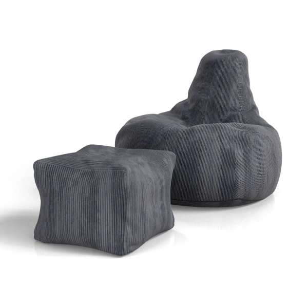 FOTEL RELAKSACYJNY TELEWIZYJNY WYPOCZYNKOWY GAMINGOWY Z PUFĄ CIEMNY SZARY L