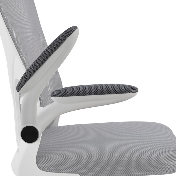 ERGONOMICZNY FOTEL BIUROWY GAMINGOWY OBROTOWY ODDYCHAJĄCY SZARY BIAŁY