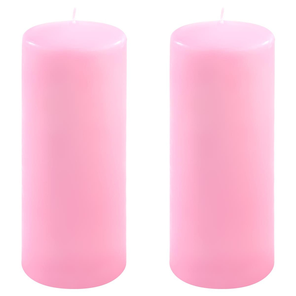 ŚWIECE STOŁOWE RÓŻOWE 2 SZT 25x10CM ŚWIECZKI WALCOWE TRADYCYJNE KOLUMNOWE