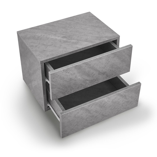 WISZĄCA SZAFKA NOCNA 2 SZUFLADY 40x29x30 CM SZARY DEKOR BETONU INDUSTRIALNA