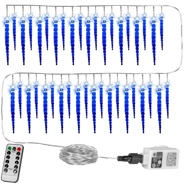 LAMPKI ŚWIĄTECZNE SOPLE 40 DIOD OZDOBA ŚWIĄTECZNA + PILOT
