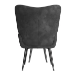 FOTEL USZAK Z PODNÓŻKIEM WYPOCZYNKOWY SKANDYNAWSKI STYL SZARY SZTRUKS