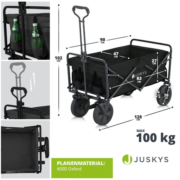 WÓZEK PRZYCZEPKA TRANSPORTOWA BAGAŻOWA PLAŻOWA DO 100KG SKŁADANA