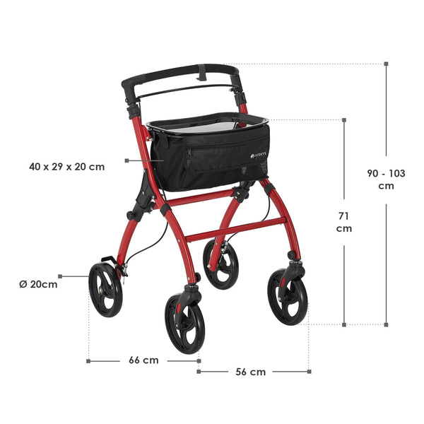CZERWONY ROLLATOR BALKONIK NA KÓŁKACH REHABILITACYJNY CHODZIK