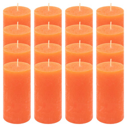 ŚWIECE STOŁOWE POMARAŃCZOWE 16 SZT 5x10 CM ŚWIECZKI WALCOWE KOLUMNOWE