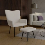 FOTEL USZAK Z PODNÓŻKIEM RELAKSACYJNY WYPOCZYNKOWY SKANDYNAWSKI STYL BEŻOWY