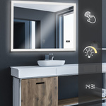  LUSTRO 100x80 CM ŁAZIENKOWE WISZĄCE ŚCIENNE Z OŚWIELTENIEM LED ZEGAREM