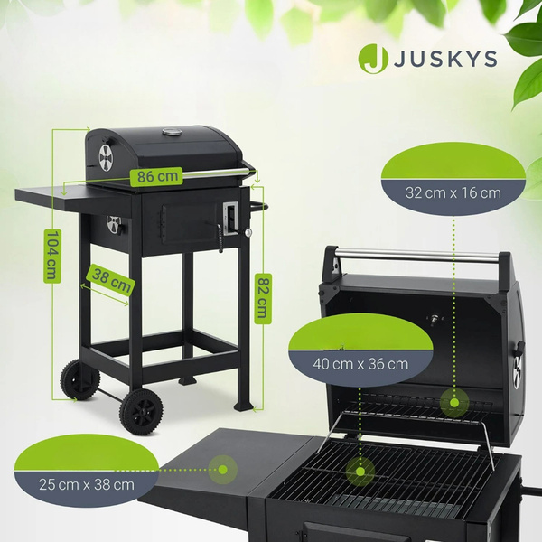 GRILL WĘGLOWY BBQ Z TERMOMETREM RUSZTEM POKRYWĄ I POKROWCEM MISSOURI 86CM