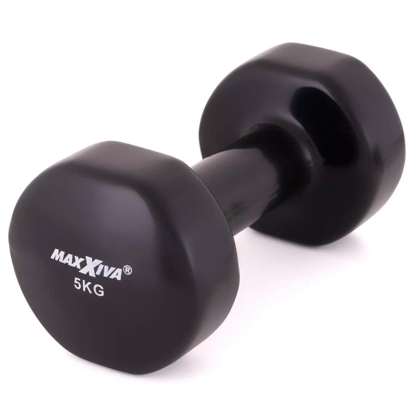 ZESTAW HANTLE WINYLOWE 2x 5,0 KG MAXXIVA CZARNE CIĘŻARKI FITNESS HANTELKI