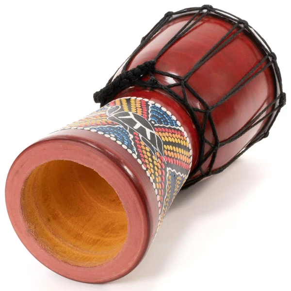 BĘBEN DJEMBE 30 CM Z KOZIEJ SKÓRY MAHOŃ AFRYKAŃSKI INSTRUMENT ZÓŁW