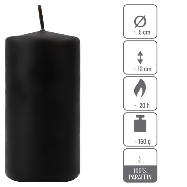 ŚWIECE STOŁOWE CZARNE 8 SZT 10x5CM DEKORARCYJNE ŚWIECZKI WALCOWE TRADYCYJNE