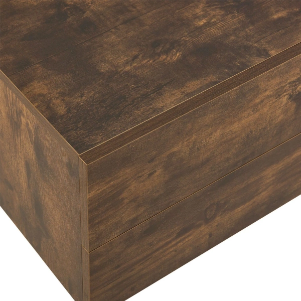 WISZĄCA SZAFKA NOCNA 2 SZUFLADY 40x29x30 CM DREWNOPODOBNA RUSTYKALNA