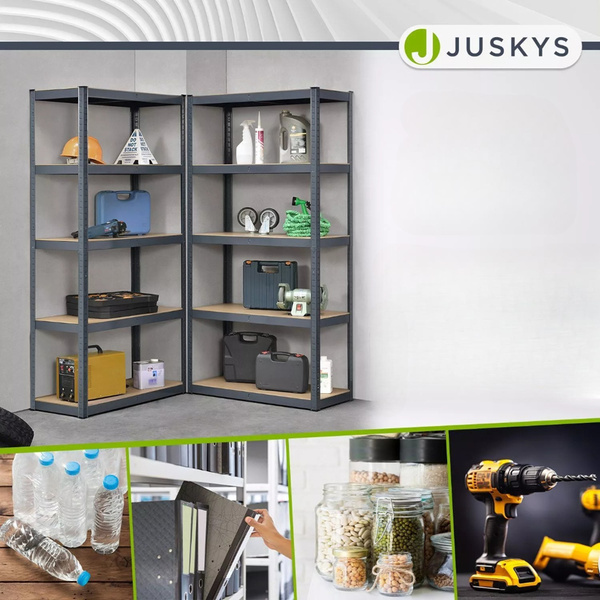 2x REGAŁ MAGAZYNOWY 180x90x40 CM 1750KG METALOWY PÓŁKI GARAŻ PIWNICA SZARY 