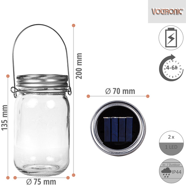 2x LAMPA SOLARNA STOJĄĆA WISZĄCA SŁOIK LED