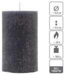 ŚWIECE STOŁOWE ANTRACYTOWE RUSTYKALNE 12 SZT 6,8x11,5 CM ŚWIECZKI KOLUMNOWE