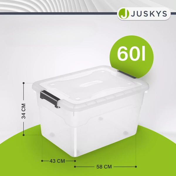 4x POJEMNIK 60L DO PRZECHOWYWANIA Z POKRYWĄ ZESTAW UNIWERSALNY ORGANIZER