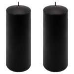 ŚWIECE STOŁOWE CZARNE 2 SZT 20x7,5CM ŚWIECZKI WALCOWE TRADYCYJNE KOLUMNOWE