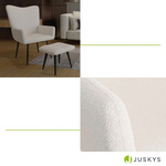 FOTEL USZAK Z PODNÓŻKIEM RELAKSACYJNY WYPOCZYNKOWY SKANDYNAWSKI STYL BEŻOWY