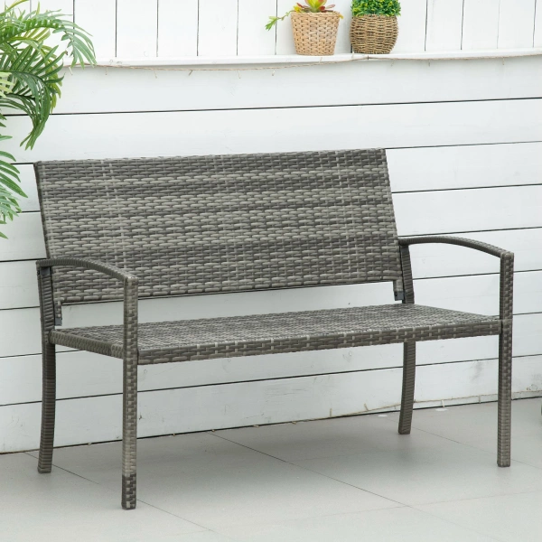 ŁAWKA OGRODOWA Z TECHNORATTANU ŁAWECZKA NA TARAS BALKON PATIO BRĄZOWA