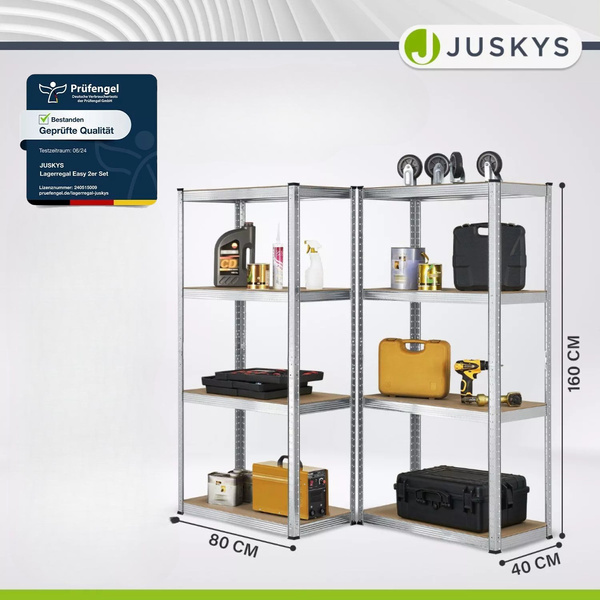 2x REGAŁ METALOWY MAGAZYNOWY 160x80x40CM 640KG PIWNICA WARSZTAT GARAŻ