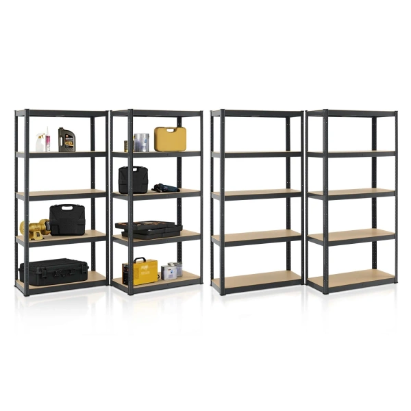 4x REGAŁ MAGAZYNOWY 180x90x40CM 3500KG SZARY METALOWY PÓŁKI GARAŻ PIWNICA