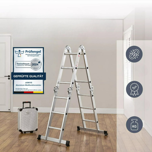 DRABINA ALUMINIOWA WIELOFUNKCYJNA 3,6M 12 STOPNI 150KG SKŁADANA