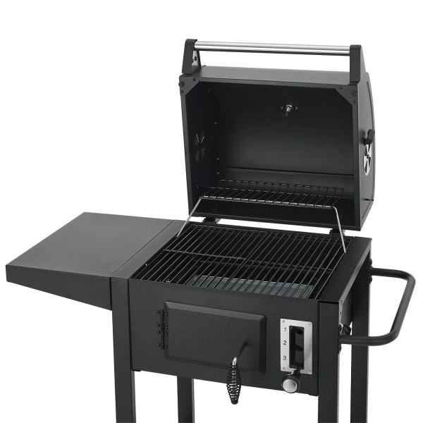 GRILL WĘGLOWY BBQ Z TERMOMETREM RUSZTEM POKRYWĄ I POKROWCEM MISSOURI 86CM