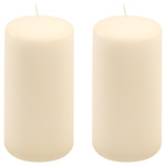 ŚWIECE STOŁOWE KREMOWE 2 SZT 15,5x7,5 CM ŚWIECZKI TRADYCYJNE KOLUMNOWE