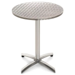 SKŁADANY STÓŁ BISTRO OKRĄGŁY 60CM SREBRNY NA OGRÓD TARAS BALKON ALUMINIUM