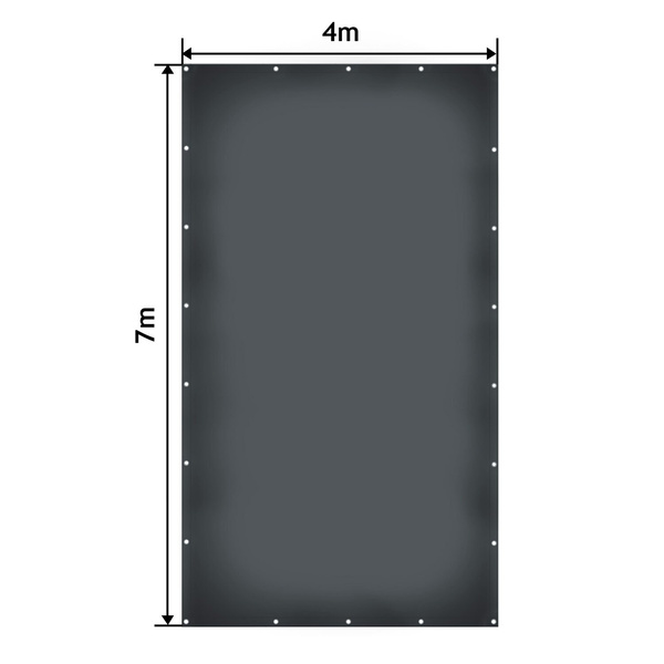 ANTRACYTOWA PLANDEKA 4x7 M 650G/M2 PRZEMYSŁOWA OCHRONNA Z OCZKAMI OKRYCIOWA