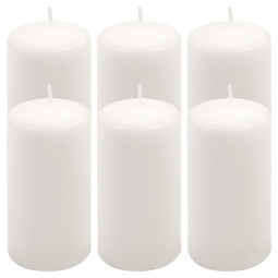 ŚWIECE STOŁOWE BIAŁE 6 SZT 11,5x6 CM ŚWIECZKI WALCOWE TRADYCYJNE KOLUMNOWE