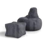 FOTEL RELAKSACYJNY TELEWIZYJNY WYPOCZYNKOWY GAMINGOWY Z PUFĄ CIEMNY SZARY L