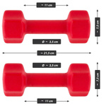 ZESTAW HANTLE NEOPRENOWE 2x 3,0 KG MAXXIVA CZERWONE CIĘŻARKI FITNESS