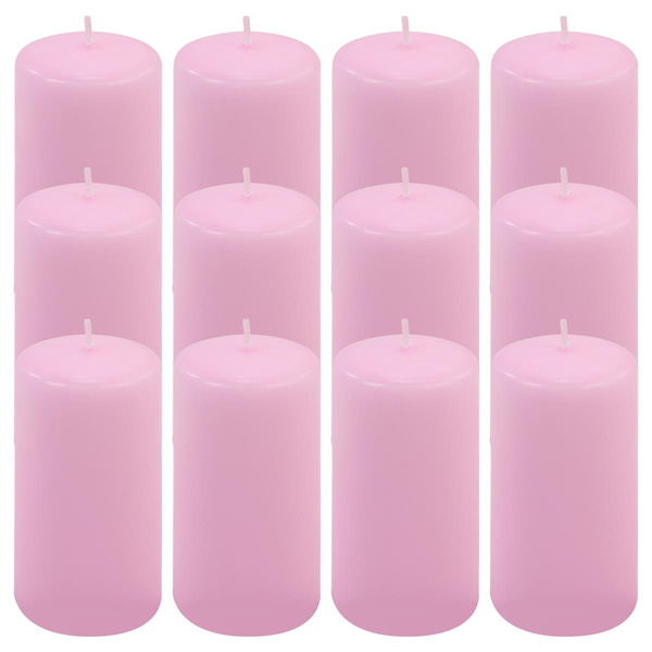 ŚWIECE STOŁOWE RÓŻOWE 12x 11,5x6 CM ŚWIECZKI WALCOWE TRADYCYJNE KOLUMNOWE