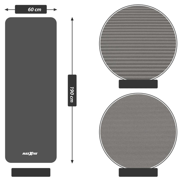 MAXXIVA SZARA MATA PIANKOWA 190x60x1,5cm DO ĆWICZEŃ / JOGI / FITNESS
