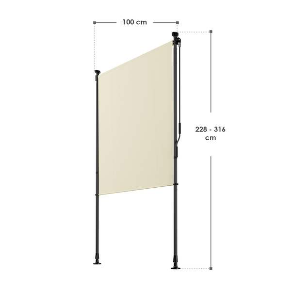 MARKIZA PIONOWA 100x310 CM ROZPOROWA BALKONOWA TARASOWA ROLETA BEŻOWA