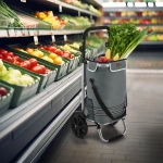 WÓZEK 3w1 NA ZAKUPY ZAKUPOWY 56 L TORBA NA KÓŁKACH SKŁADANY LEKKI SZARY