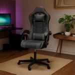 FOTEL GAMINGOWY BIUROWY KUBEŁKOWY GRACZA OBROTOWY HYPERSEAT CZARNY SZARY