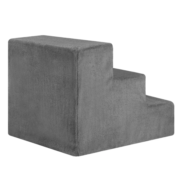 SCHODKI DLA PSA KOTA ZWIERZĄT SCHODY TIMMY 36 CM 3 STOPNIE SZARE PLUSZOWE