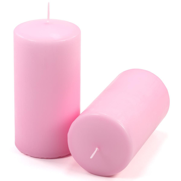 ŚWIECE STOŁOWE RÓŻOWE 4 SZT 15,5x7,5 CM ŚWIECZKI TRADYCYJNE KOLUMNOWE